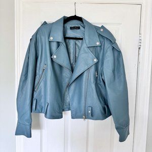 Blue Moto Jacket | Silver Hardware  | Light Spring Jacket | US L